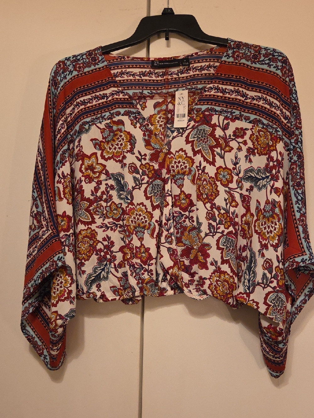 Floral Tie-Front Cropped Top - Multicolor